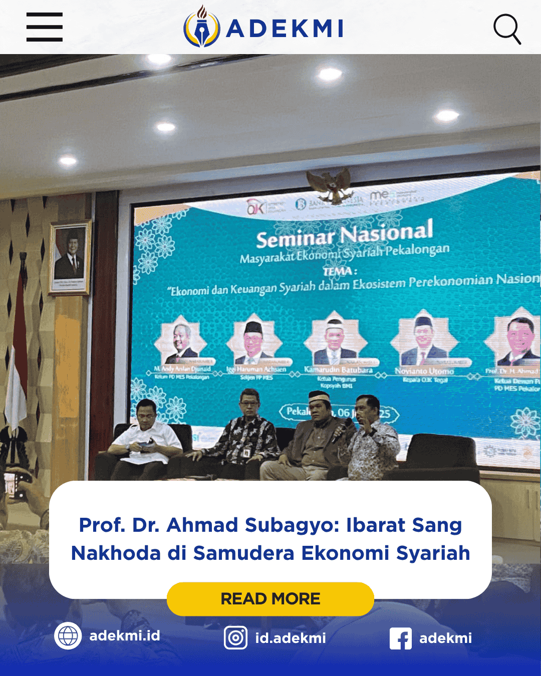 Prof. Dr. Ahmad Subagyo: Ibarat Sang Nakhoda di Samudera Ekonomi ...